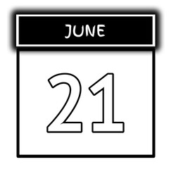 black color calendar frame June month date 21
