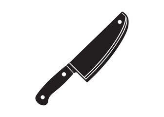 Butcher Knife Silhouette Vector Logo Design Kitchen Knife Icon Illustration.