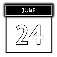 black color calendar frame June month date 24