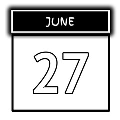 black color calendar frame June month date 27