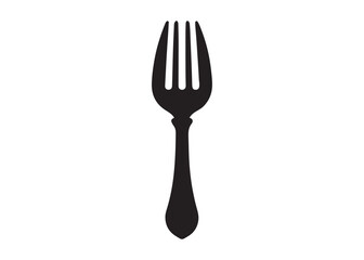 Single Fork Silhouette Isolated on White Background Fork Icon Vector Illustration Design.