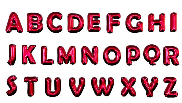 Set of alphabets balloon texts isolated on transparent png background 