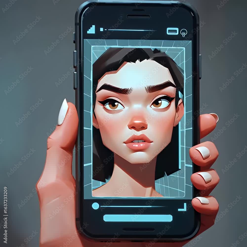 Poster hand holding smartphone displaying identity verification request on screen