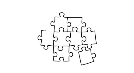 Puzzle pieces graphic vector illustration for jigsaw game concept and problem solving presentation idea vector