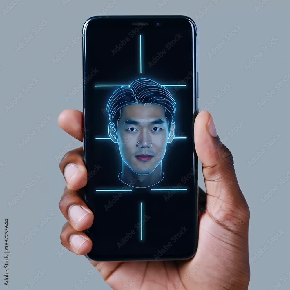 Aufkleber hand holding smartphone displaying identity verification request on screen