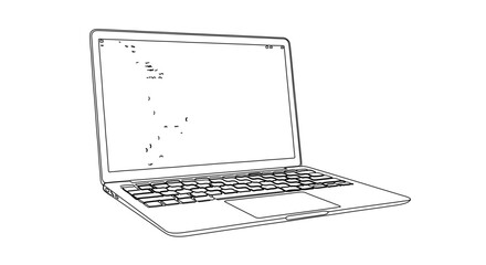 Laptop computer vector illustration for technology and business use digital device thin line drawing design