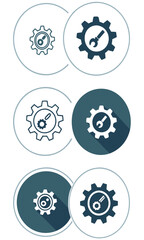 Gear wrench icons set