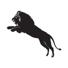 A jumping lion silhouette vector