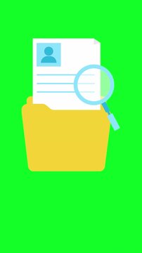 Violation Document With Magnifying On Green Screen. Vertical Animation
