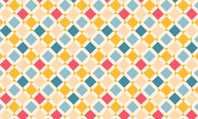 Retro seamless pattern with colorful harlequin diamonds, Playful geometric vector background for kids
