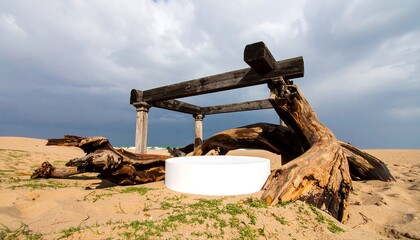 Beachside Pavilion with driftwood