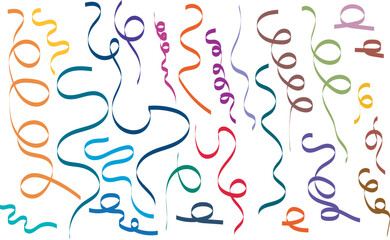 Multicolor Celebration Ribbon Vector Bundle – Hand Drawn Festival Decorative Banner Set