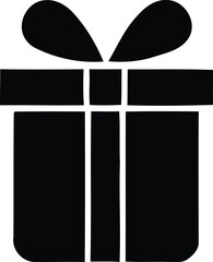 Black Silhouette Gift Box with Ribbon Bow Icon