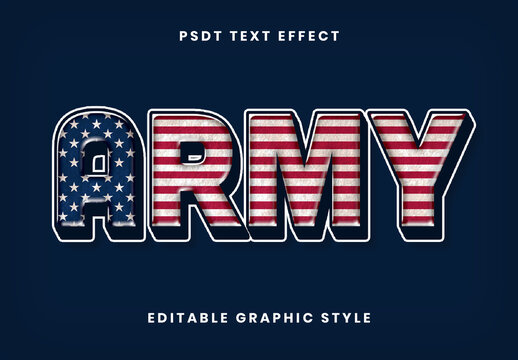 Blue And Red USA Font Army Flag Patriotic 3D Bold Text Effect