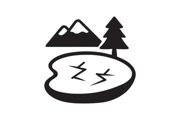 Frozen Lake icon silhouette vector with white background