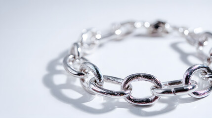 Obraz premium Chic silver chain bracelet on clear background for trendy style