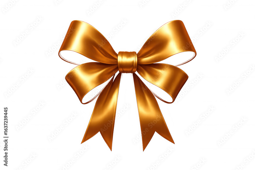 Poster golden bow adding a touch of elegance to any design, with transparent background for easy integratio