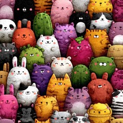 Colorful Kawaii Cartoon Animals Illustration