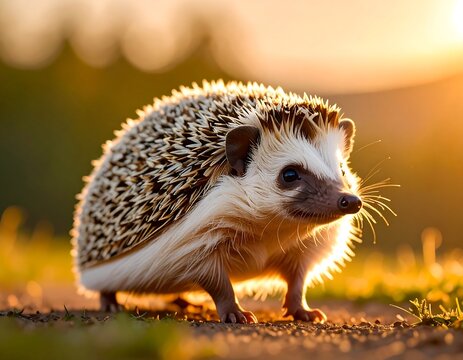 Hedgehog in golden sunlight