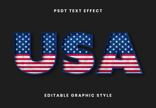 Blue And Red USA Font Flag Vintage Bold 3D Text Effect