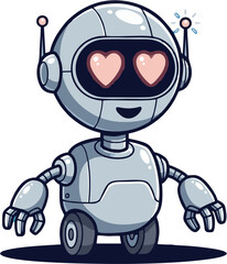 Obraz premium Adorable futuristic AI robot character with expressive heart eyes showcasing digital affection and charming technology.