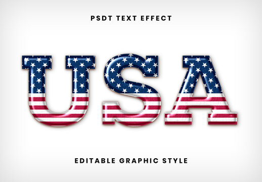 Red And Blue USA Font Flag Embossed Patriotic Text Effect
