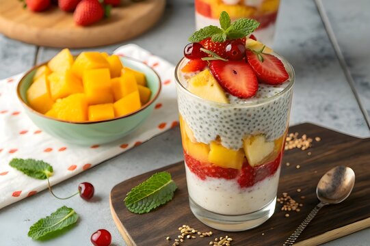 faloda dessert with fruits cocktail 