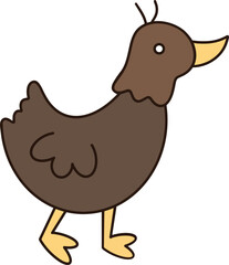a cartoon brown duck standing on its legs