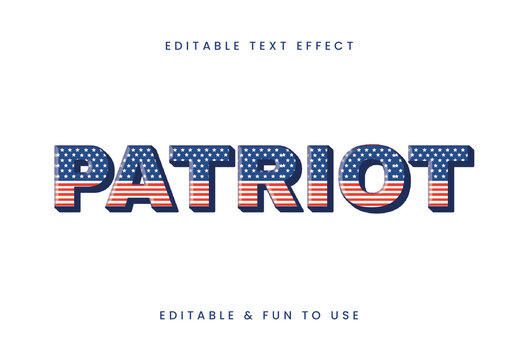 Red And Blue USA Font Patriot Flag Stars 3D Text Effect