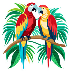 two parrots on a branch