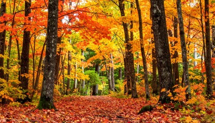 Fototapeta premium Autumn maple forest path