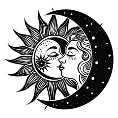 Obraz premium Moon Sun Kiss Svg