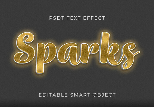 Gold And White Glitter Font Texture Sparks Script Text Effect