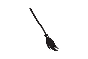 Witch&rsquo;s Broom icon silhouette vector with white background