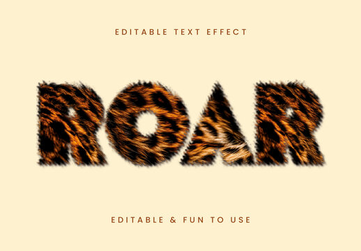 Brown And Yellow Animal Font Leopard Fur Print Text Effect