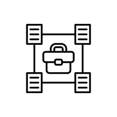 Multitasking work outline icons, minimalist vector illustration ,simple transparent graphic element .Isolated on white background