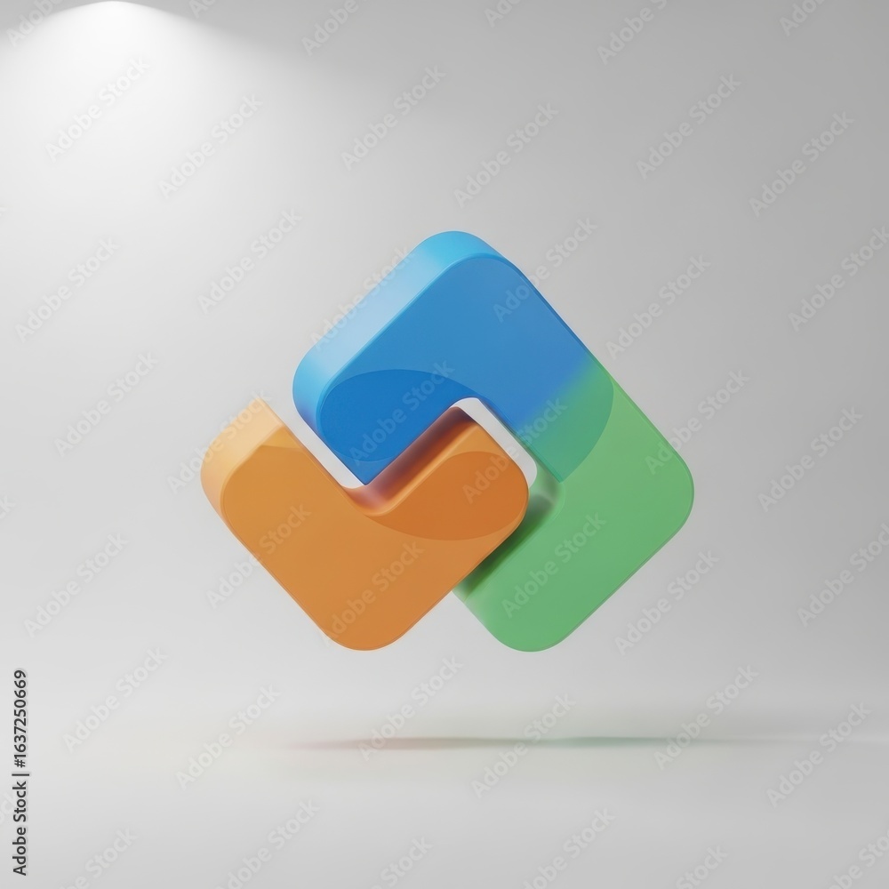 Aufkleber abstract interlocking shapes concept with smooth, glossy surfaces and clean background