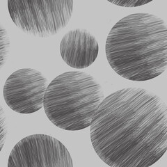 Seamless illustration pattern of spheres with rough hairline pencil. Monotone abstract pattern with hand-drawn.