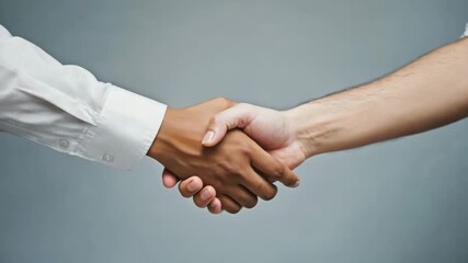 A firm handshake between two diverse business partners, representing a successful deal, agreement, and professional collaboration. - Powered by Adobe