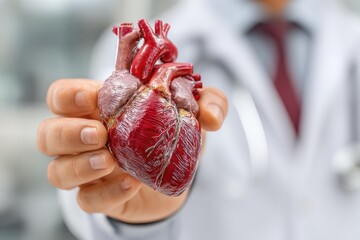 Doctor holds a model human heart