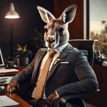 Fototapeta Business-savvy kangaroo ready for the corporate world.