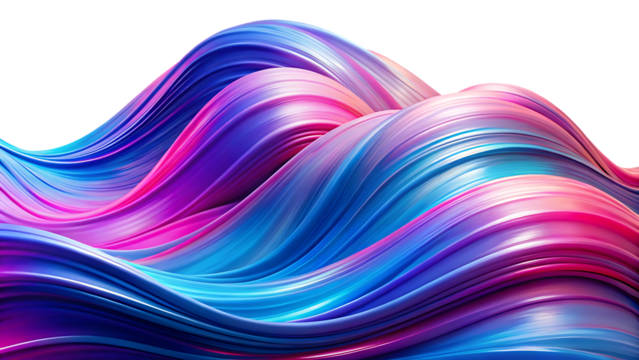 iridescent wave abstract digital art with vibrant isolated on white background PNG , AI GENERATED 