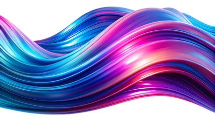 iridescent wave abstract digital art with vibrant isolated on white background PNG , AI GENERATED 