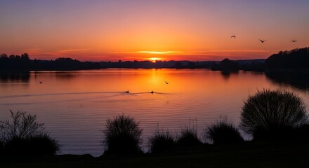 Serene Sunset over Still Water