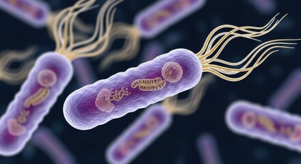 Detailed scientific visualization showcases magnified bacterium structure