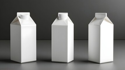 Three modern blank carton packages ready for your branding and design needs with clean lines