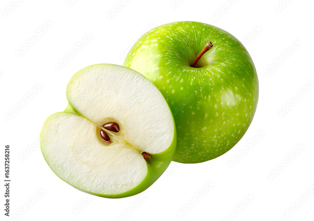 Aufkleber a slice of green apple with a seed on a plain background on transparent background