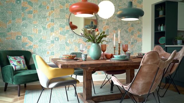 Vibrant Dining Room Dopamine Decor Maximalism Interior Design