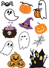 Festive halloween illustration with spooky elements and vibrant colors