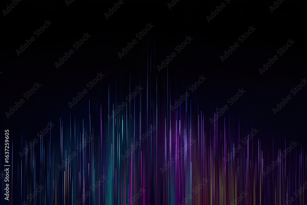 Poster abstract vertical lines of vibrant color on dark background